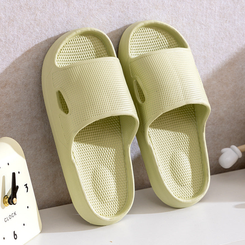The Cloud Step Slippers, worn at home