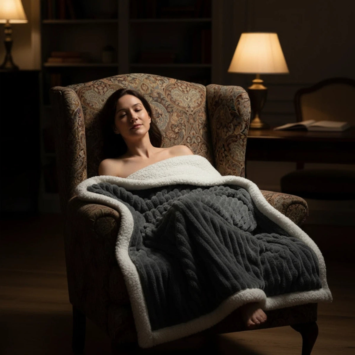 The Cloud-Soft Striped Throw, folded